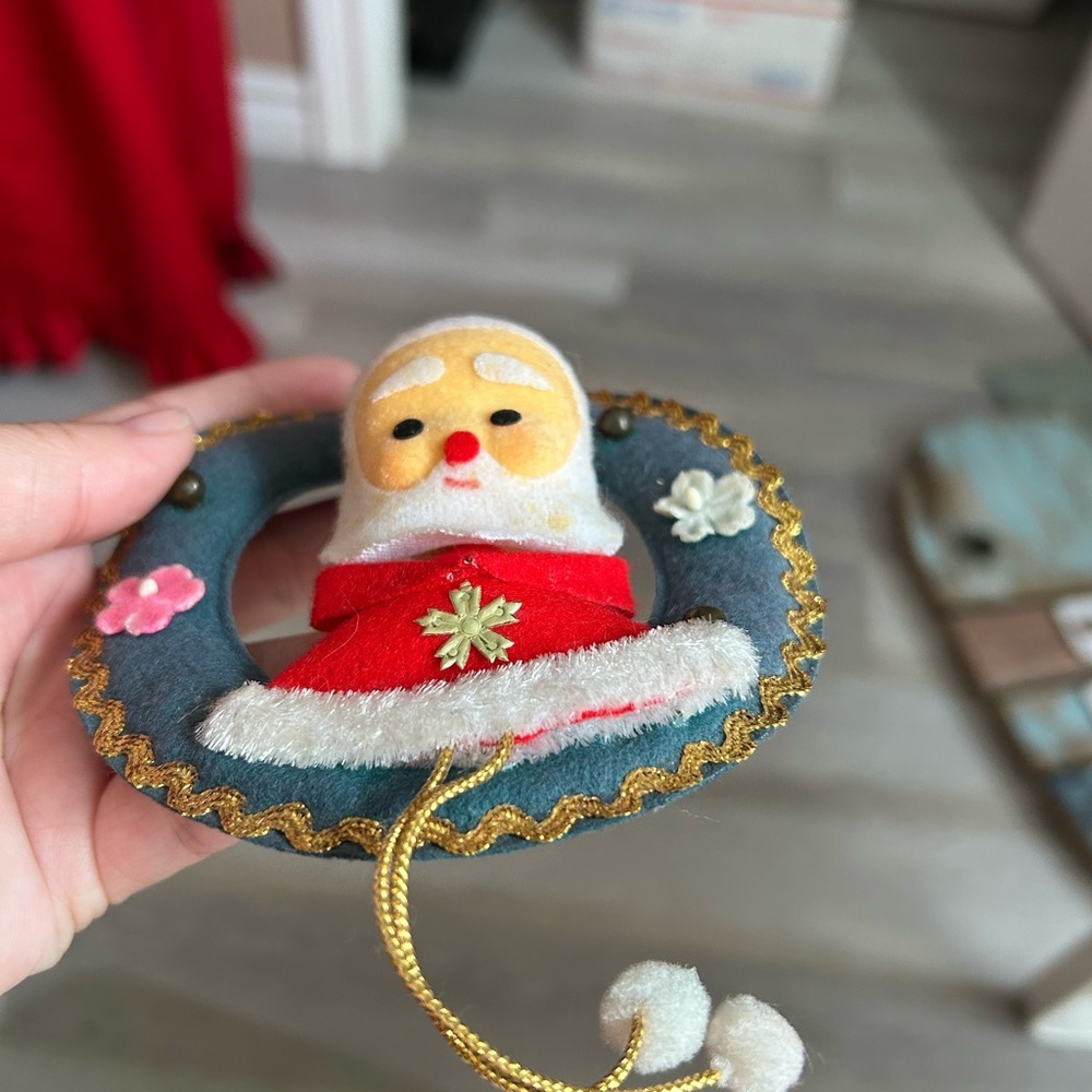 4/$100 Santa Claus Felt tree Ornament with green Wreath 🎅 - Picture 5 of 6
